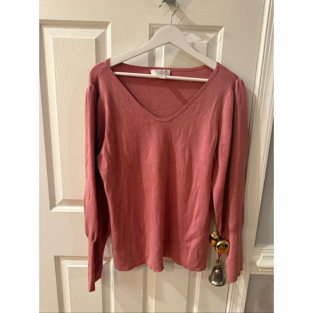 Rachel Parcell Mauve Puff Sleeve V-Neck Sweater sz XXL